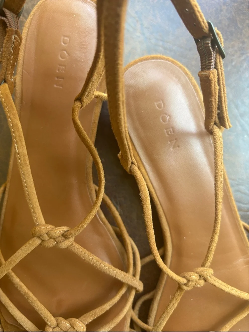 Dôen Knotted Corsica Suede Strappy Heeled Sandals - Picture 9 of 11